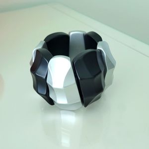 Black and silver bold stretch bracelet.